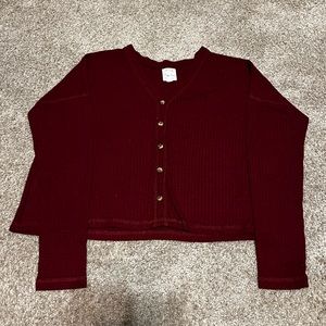 hippie rose cropped sweater in maroon